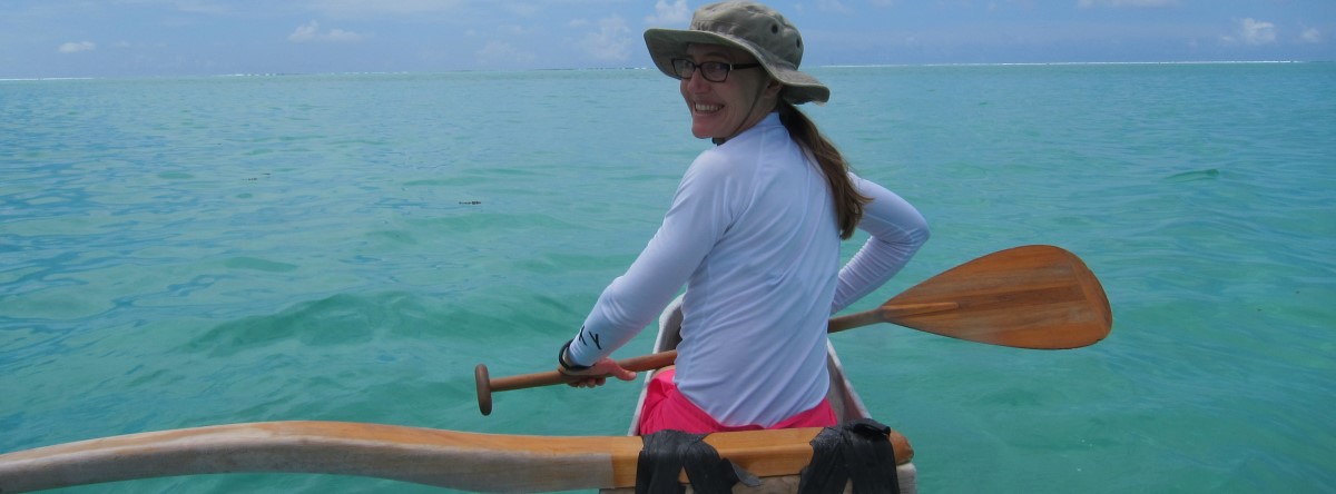 Tammy on an outrigger
